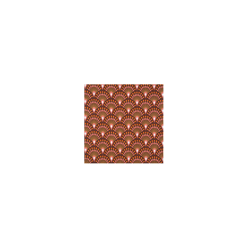 Printed Acryl Coated Cotton GINZA Plum / Orange
